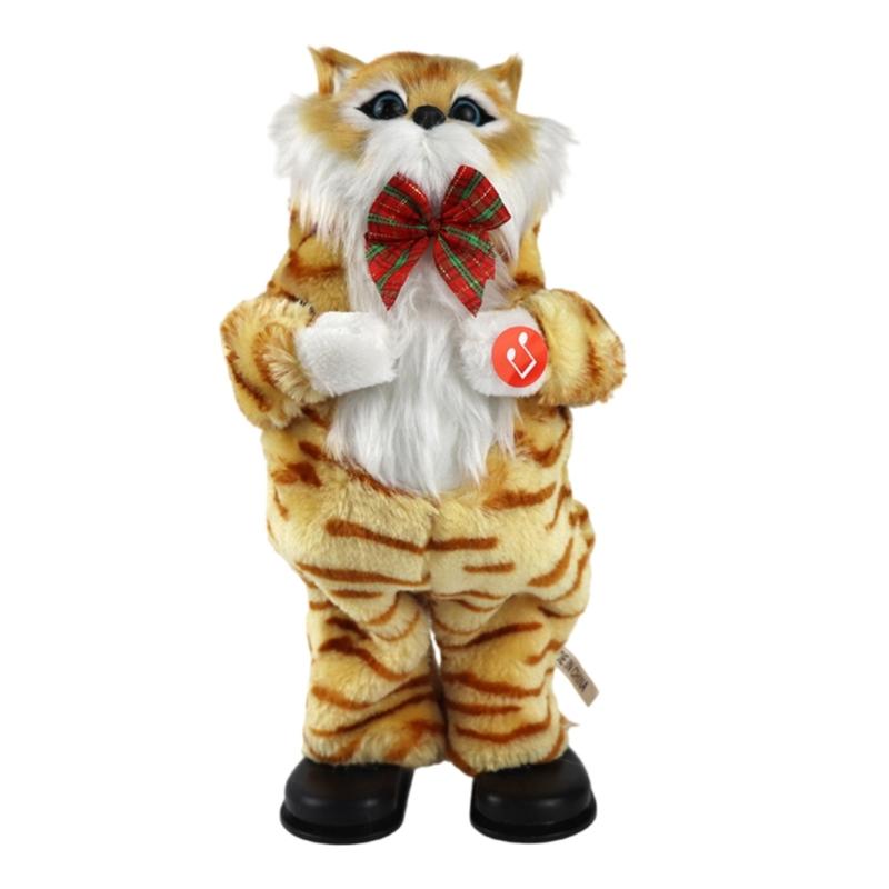 

Christmas Gift Miniature Kitten Lovely Stuffed Toy Classical Song Kitten Figure for Christmas and New Year жёлтый