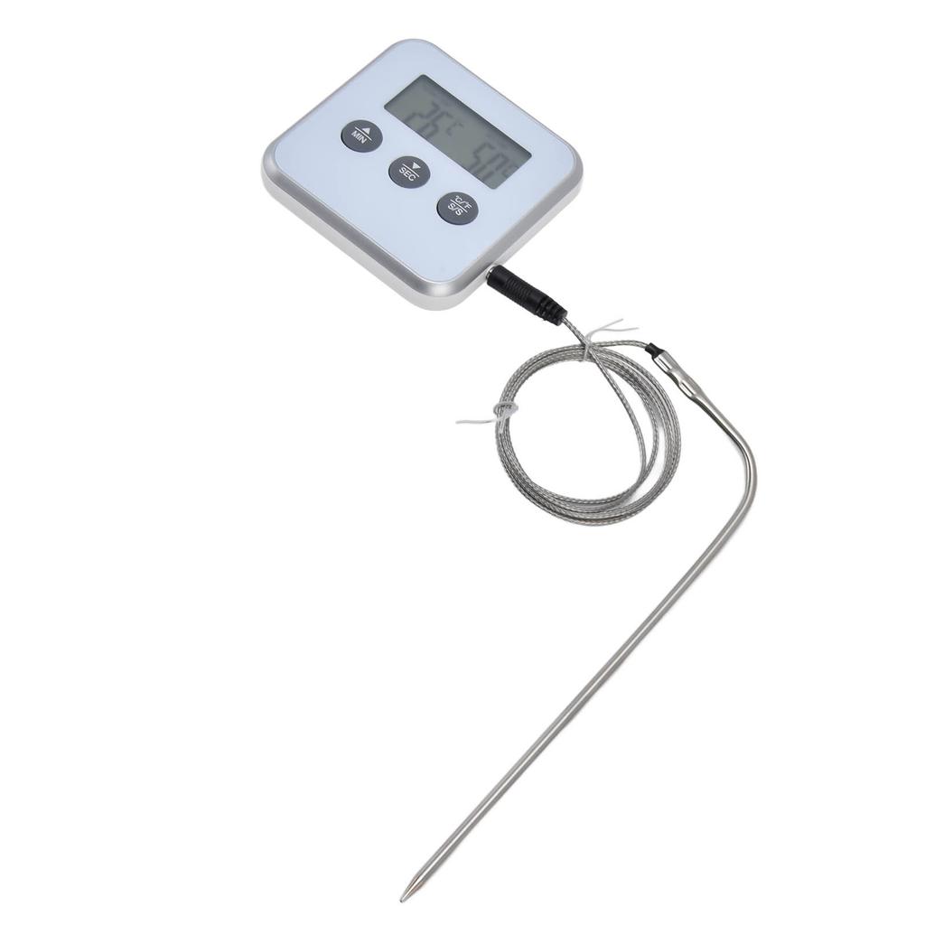 Meat Thermometer Smart 3 Buttons Digital LED Display Multifunctional Oven Thermometer with Probe for Cooking Baking BBQ