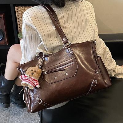 Amerikanische Retro-Tote-Bag mit großem Fassungsvermögen, Handtasche aus PU-Leder, Umhängetasche, Crossbody-Taschen, Geldbörse, Tasche für den Weg zur Arbeit, Damen-Taschen