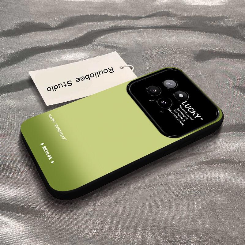 Xiaomi Mi 14 Mobile Phone Case 14pro Personality Smudge Gradual Change Green 14Ultra Large Window All-inclusive Silicone Anti-drop Soft