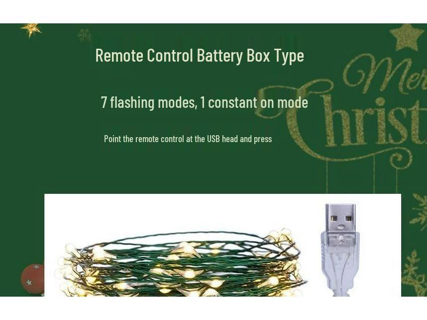 Funkelnder Stern Kupferdraht Weihnachtsbaum Lichterkette mit grünem Draht zur Girlanden- und Kranzdekoration