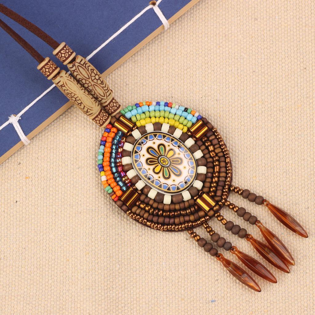 Bohemian Retro Exotic Style Handmade Bohemian Geometric Pendant Ethnic Tribal Style Jewelry Niche Necklace