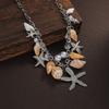 Bohemian Style Conch Shell Starfish Pearl Pendant Tassel Short Women's Necklace Suitable for Vacation
