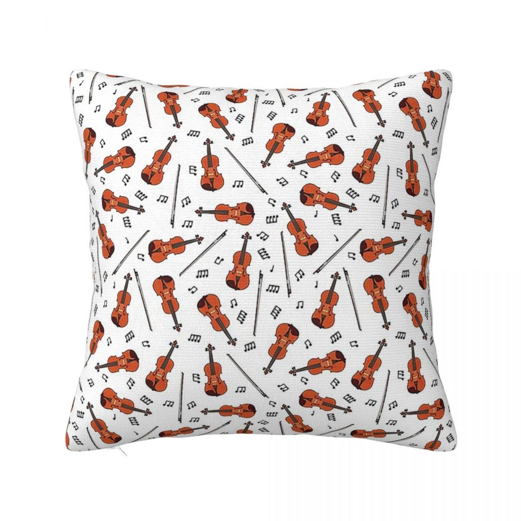 Quadratischer Kissenbezug mit Geige und Musiknoten Kissenbezug Polyester Kissen Dekoration Komfort Kissen für Zuhause Wohnzimmer