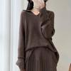 Women's Early Autumn 100% Wool Tassel Lapel Sweater - Stylish Loose Knitwear with Drop Shoulders