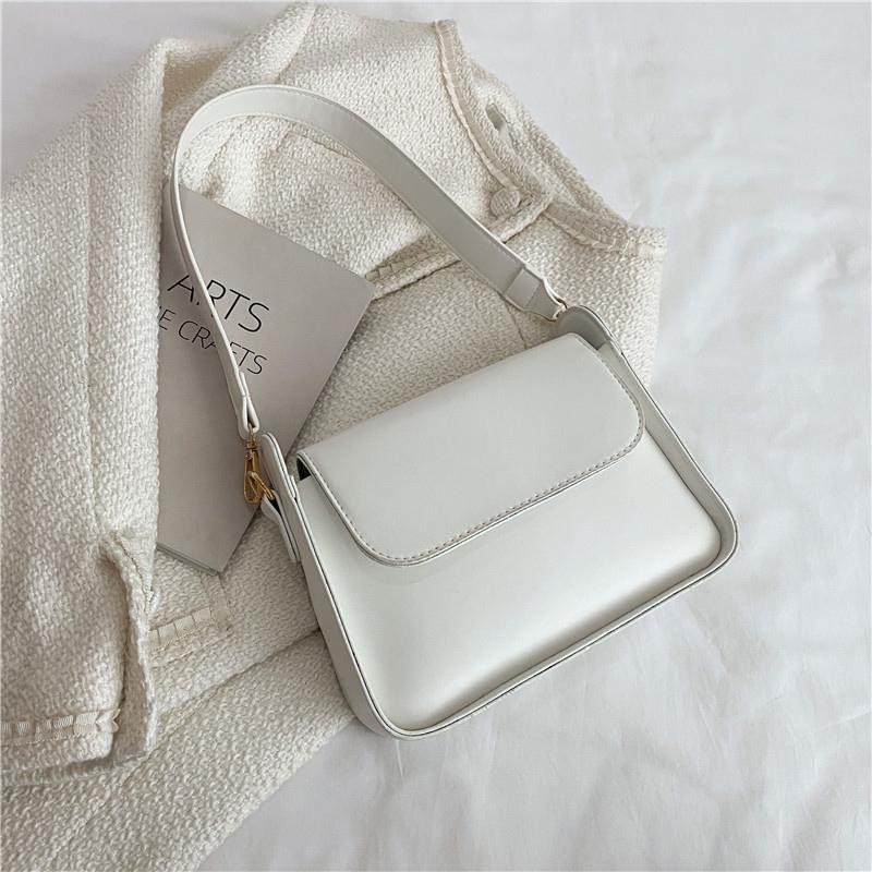 Chic Simple Small Flap Shoulder Bags For Women Solid Color PU Leather Handbag Clutch Lady Crossbody Purse Messenger Bag