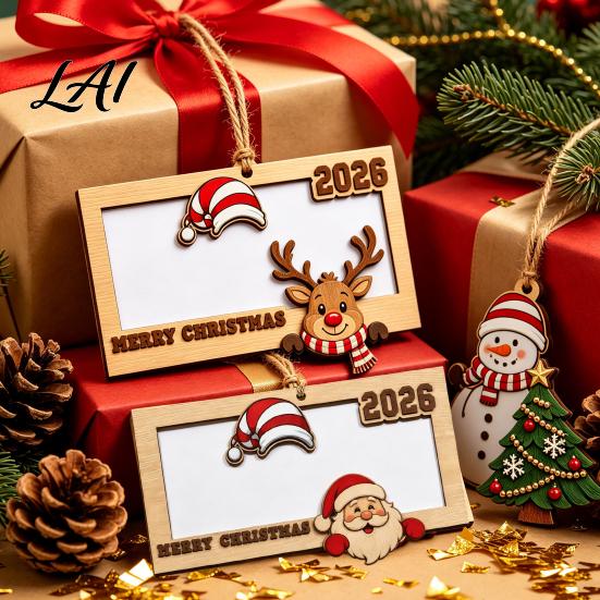 Birthday Cash Holder Gift Wooden Money Holder Personalized Wallet with Santa Decorative Wood Hanging Ornament Design Creative Christmas Tree
