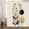 1 pièce Rideau de douche imprimé motif feuille d'art, Convient pour la décoration de salle de bain à la maison, Avec rideau de fenêtre de baignoire en tissu polyester