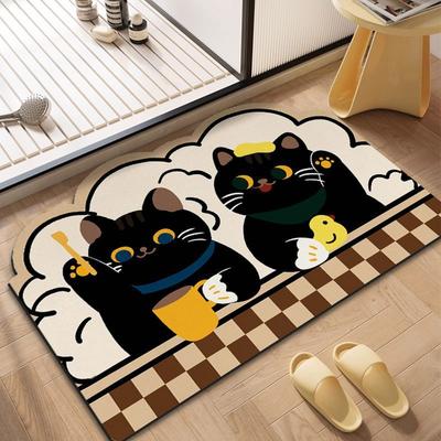 Cute Cartoon Animal Diatom Mud Floor Mat, Shower Room, Dirt-Resistant And Wear-Resistant Floor Mat, Bathroom Non-Slip And Easy To Take Care Of Floor
