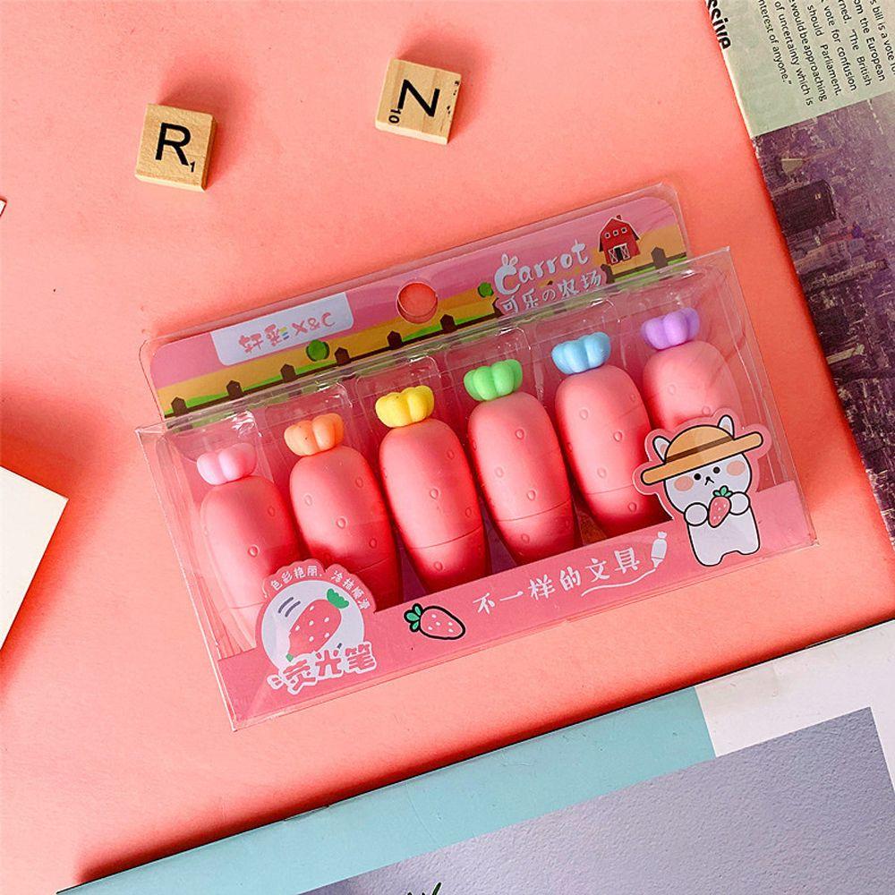 LUNCK Stationery Students Office Supplies Writing Supplies Kawaii Fruit Highlighter Set Marker Pen Oblique Head green