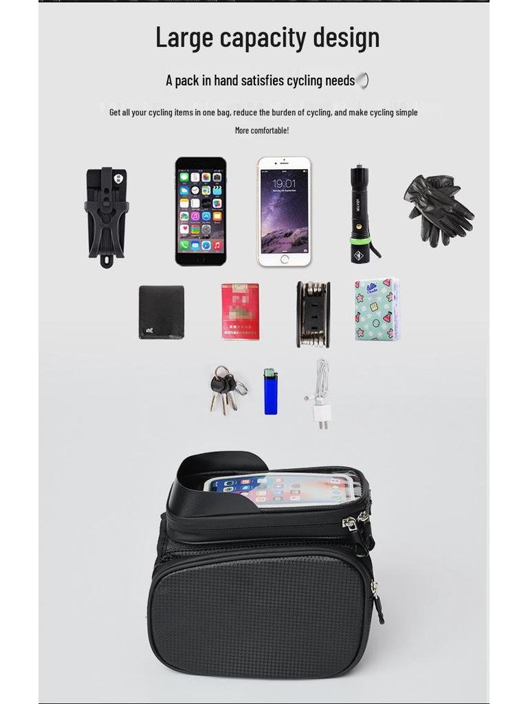 Bicycle Front Beam Touch Screen Phone Bag - Mountain Bike Top Tube Saddle Bag