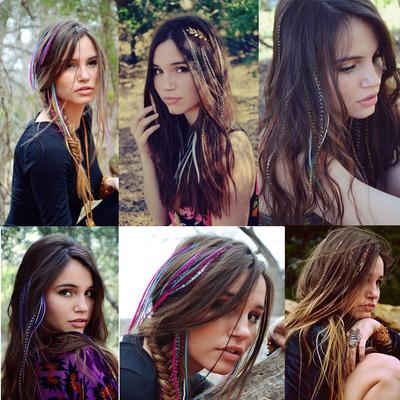 Colored Wigs Wigs Feather Stripe Hair High Temperature Silk Hair Extensions Hairpieces Colorful