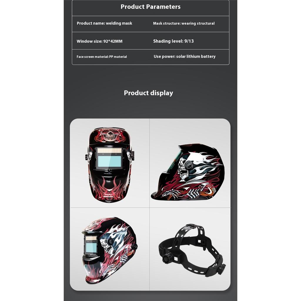 Solarbetriebene, automatisch dimmbare Schweißmaske, am Kopf montierter LCD-Bildschirm, Lichtbogensensor, breite Abdeckung, Schweißhelm