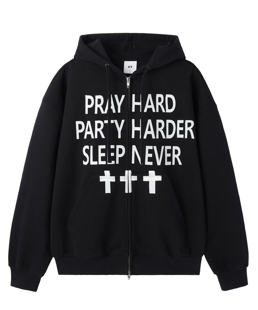 Openyard(Oy) Pray Hard Hoodie Zip Up - Black
