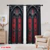 2D flat printing 2pcs Curtain Gothic Castle Machine Washable Fabric  Without Electricity Holiday Decorations for Classroom