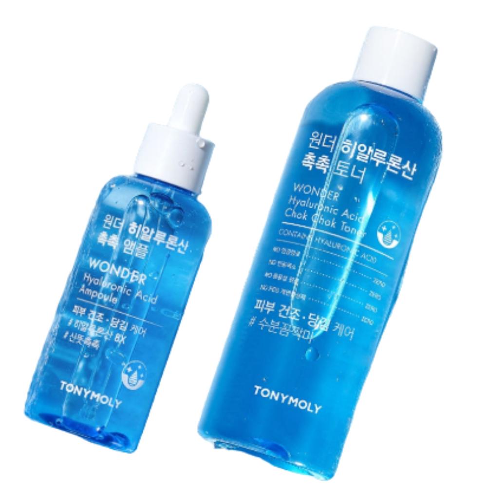 TONYMOLY Wonder Hyaluronic Acid Chok Chok Toner 500ml + Ampoule 100ml Deep Hydration Set