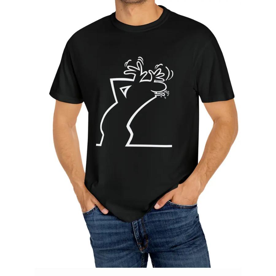 Reindeer Print Comfy Polyester T-shirt, Men's Casual Street Style Stretch Round Neck Tee Shirt For Summer