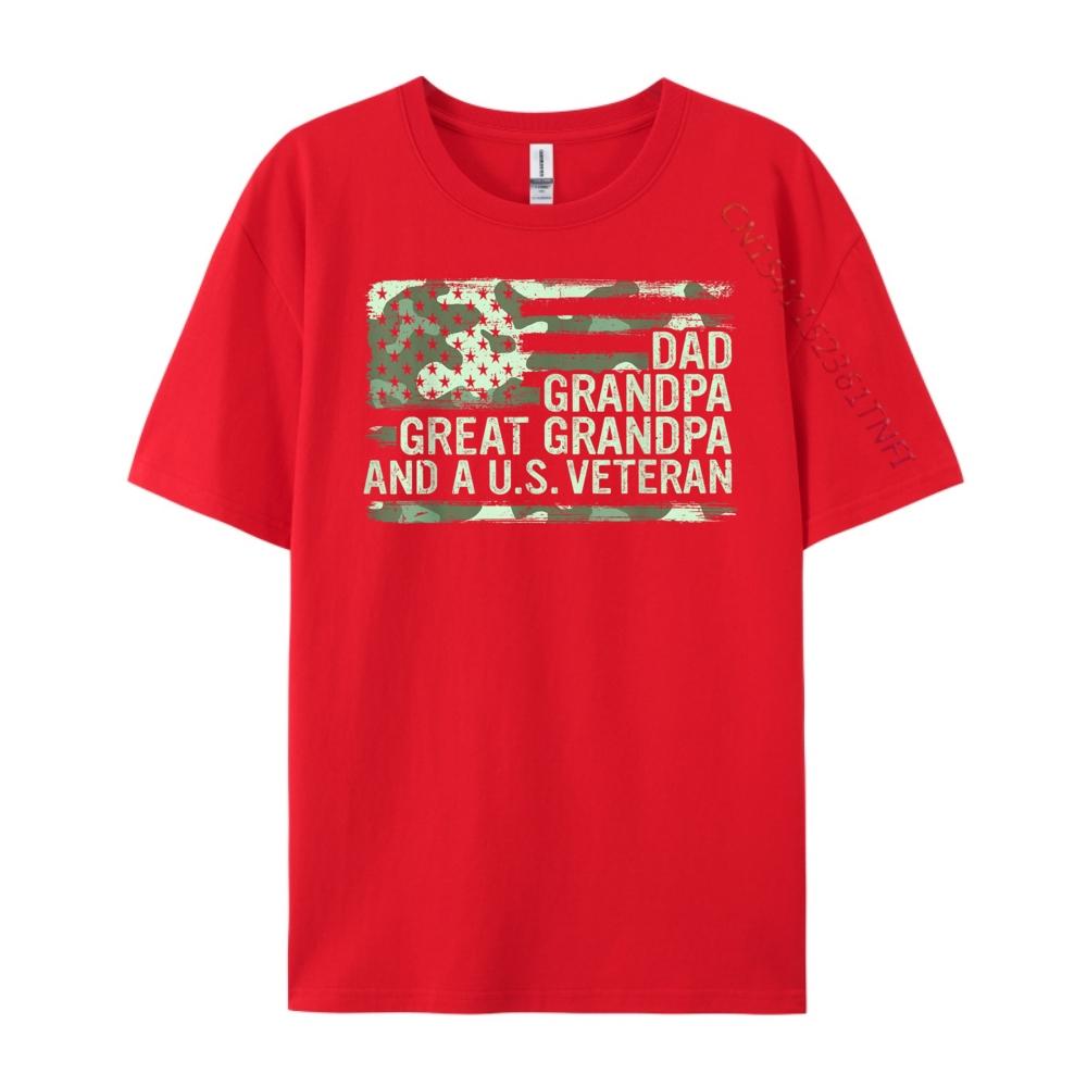 Dad Grandpa Great Grandpa Veteran Fathers Day Great Grandpa Green And White Graphic Camiseta Masculina T Shirt for Men Leisure S