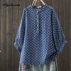 7 Colors Spring Summer Women Casual Blouse Stand Collar Pink Orange Yellow Blue Baggy Shirt Cotton Loose Ladies' Basic Blouse