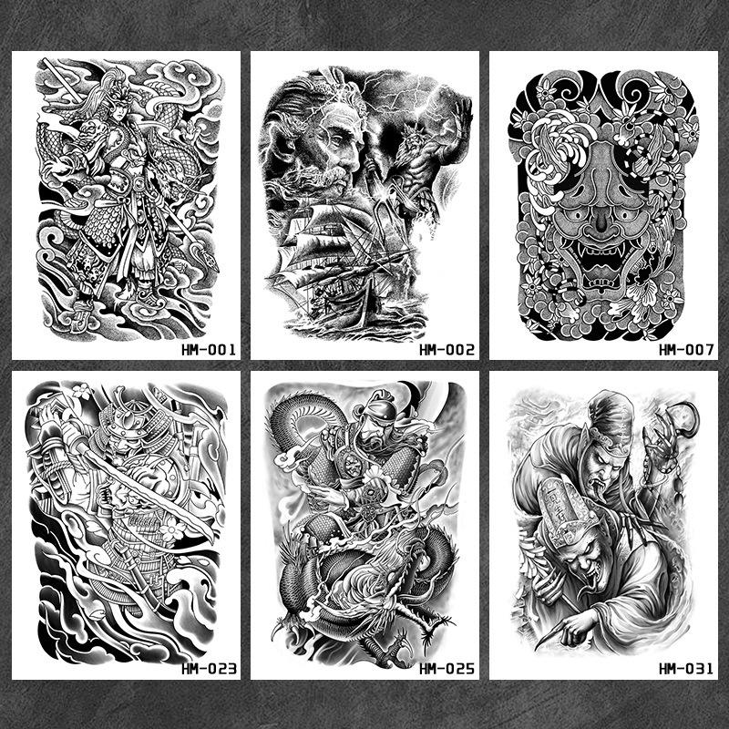 Wasserdichter semi-permanenter Vollrücken-Kräuter-Tattoo-Aufkleber - Langlebiges, realistisches Design für Männer und Frauen