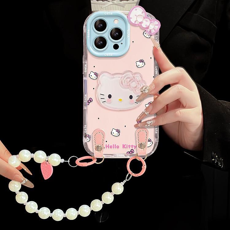 Polka Dot Kt Cat Doll Hanging Chain Is Suitable for Apple 16 Cute Mobile Phone Case 13promax Girls 15 All-inclusive 14 Korean