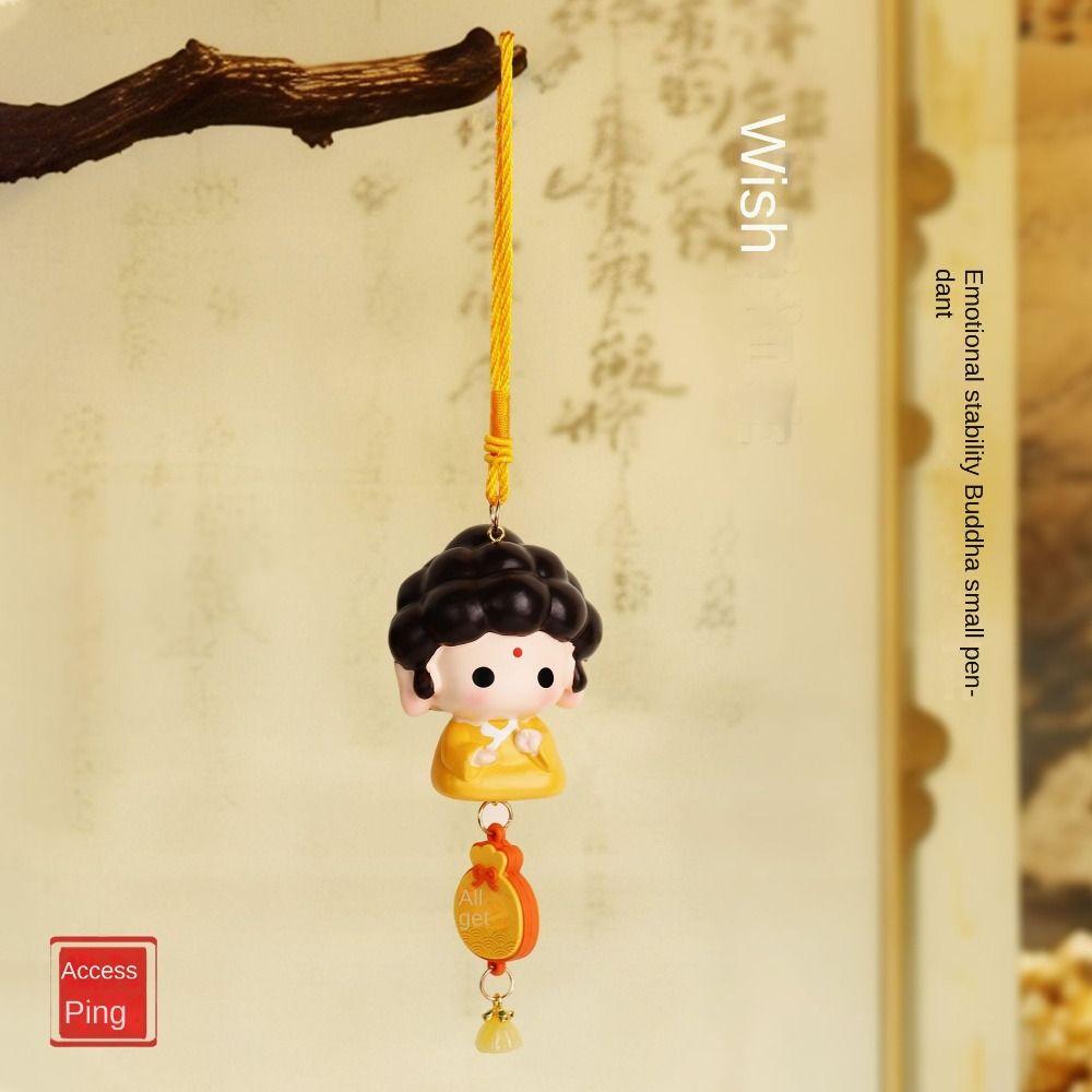 Resin Craft Mini Buddha Statues Delicate Cartoon Buddha Figures Buddha Guanyin Car Pendant  Gift