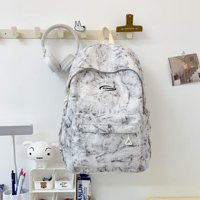 Schoolbag Tie-dye Niche Japanese Ins School Bag Simple Junior High School Large Capacity Backpack High School Backpack Student Lazy Wind