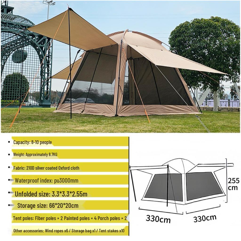 Four Seasons Rainproof Camping Tent: Mesh Anti-Mosquito Sunshade for Outdoor and Beach Use