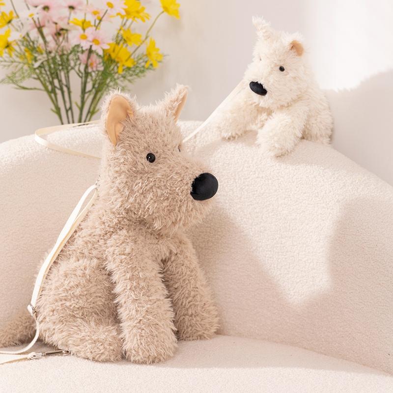 Cute Western Highland Dog Plush Dolls West Highland White Terrier Plush Backpack Toy Diagonal Shoulder Bag Creative Gift