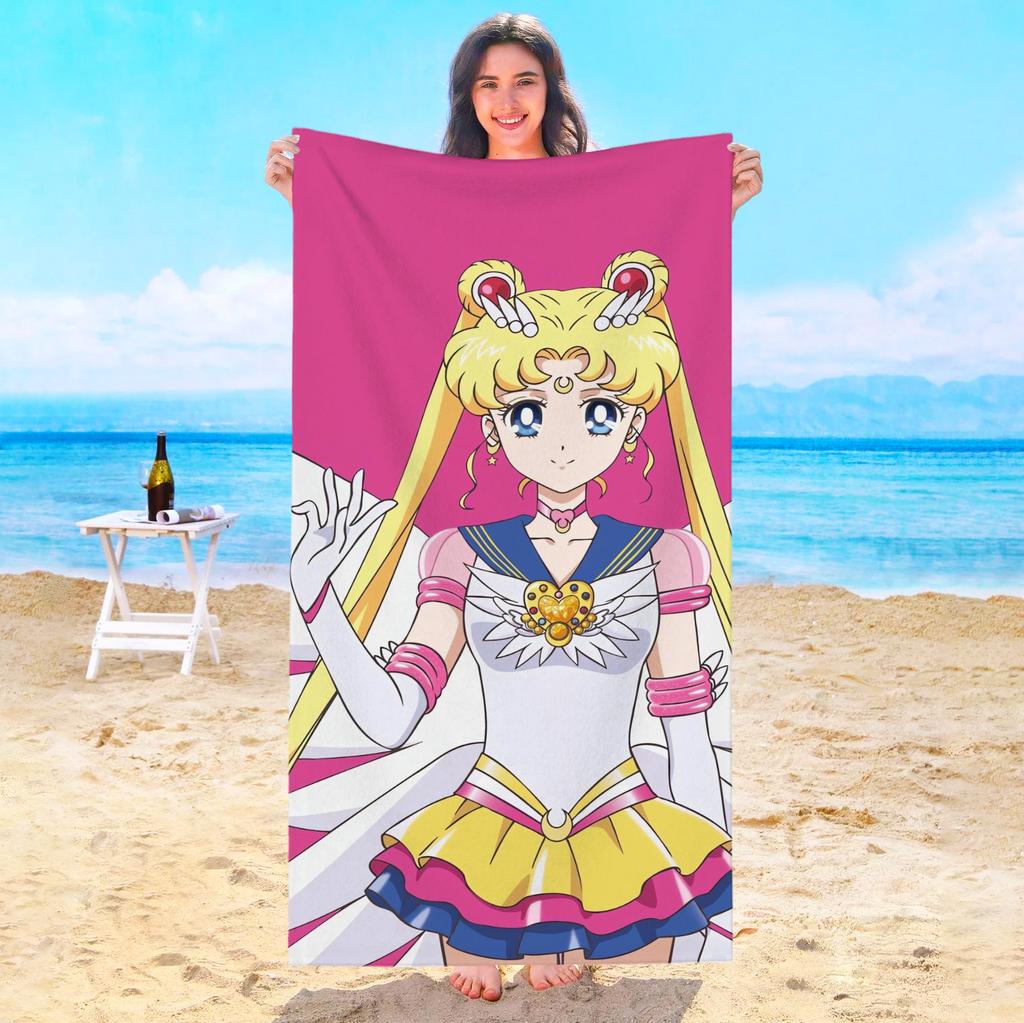 S-Sailor M-Moon Beach Towel Bath Towels Bathroom Items Swimming Pool Spa Playa Travel Sauna Baby For Home Microfiber Gym Shower