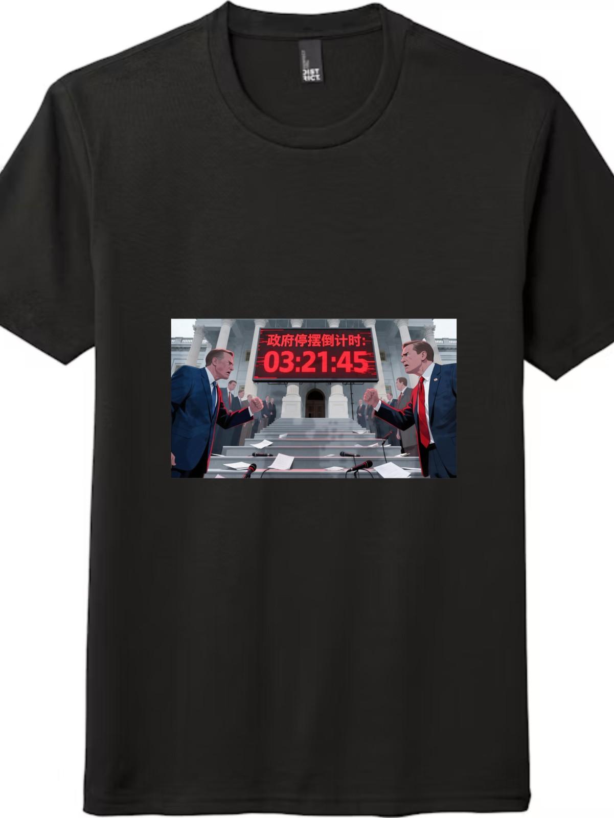 US Government Shutdown Countdown Tee | Political Crisis Graphic T-Shirt Mens Womens Tees Top XL