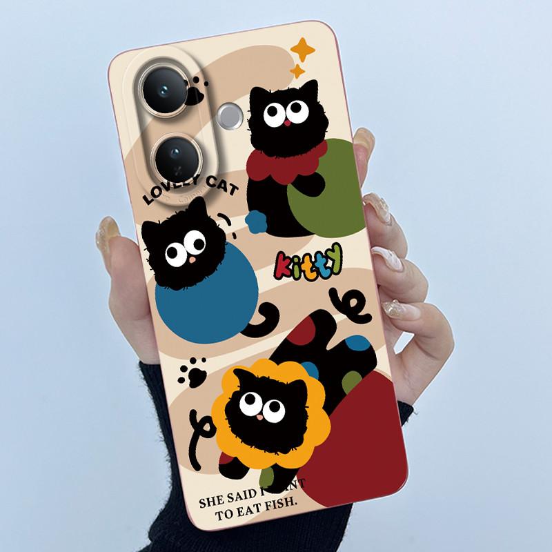 Case For Vivo V60 Lite Cute Panda Sweet Girls Cats Liquid Silicone Soft Back Cover For VivoV60Lite 5G Bumper Protective Casing