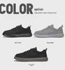 Men's Canvas Summer Breathable Casual Flat Shoes, Soft Sole Slip-On Black Work Shoes