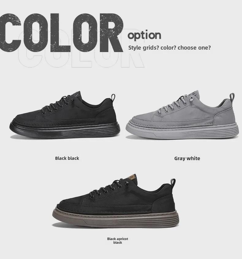 Men's Canvas Summer Breathable Casual Flat Shoes, Soft Sole Slip-On Black Work Shoes