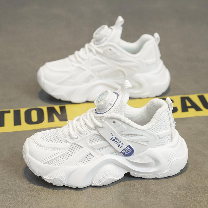 

Girls shoes medium and older children 2025 mesh girl dad shoes summer new lightweight Internet celebrity children s white shoes 38 белый
