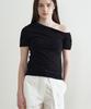 MAKE A TOAST One-Piece Off-Shoulder Shirred T-Shirt (Black) Mbfsto009Bk