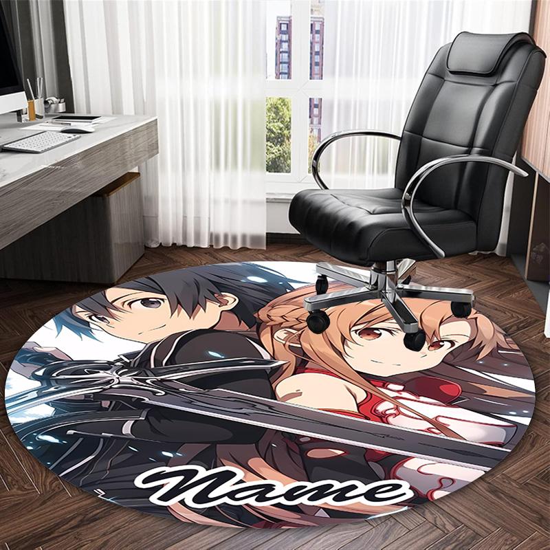 Customizable S-Sword Art Online2 Round Non-Slip Carpet - Ideal for Garden, Picnic, Office, Perfect for Decoration, Suitable For All Seasons