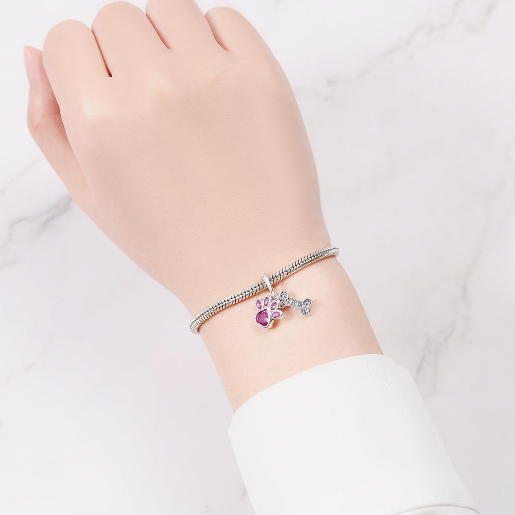 Copper Pink Cute Claw Bone Pendants Bracelet Charms Fit Women Jewelry Party Decorate Beads Diy Fine Gifts Accessory