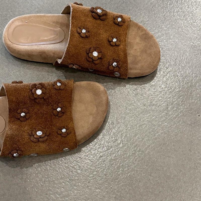 Flower Women Flats Slippers Casual Sandals Woman Shoes Summer 2025 New Beach Dress Shoes Fashion Flip Flops Walking Slides Mujer