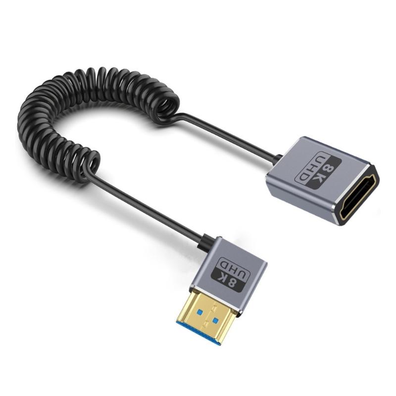 Thin Coiled 8K60hz 2.1 Video Cable 48Gbps with Spring Designing Cord Enhances Flexibility and Durability 70CM 27.56in