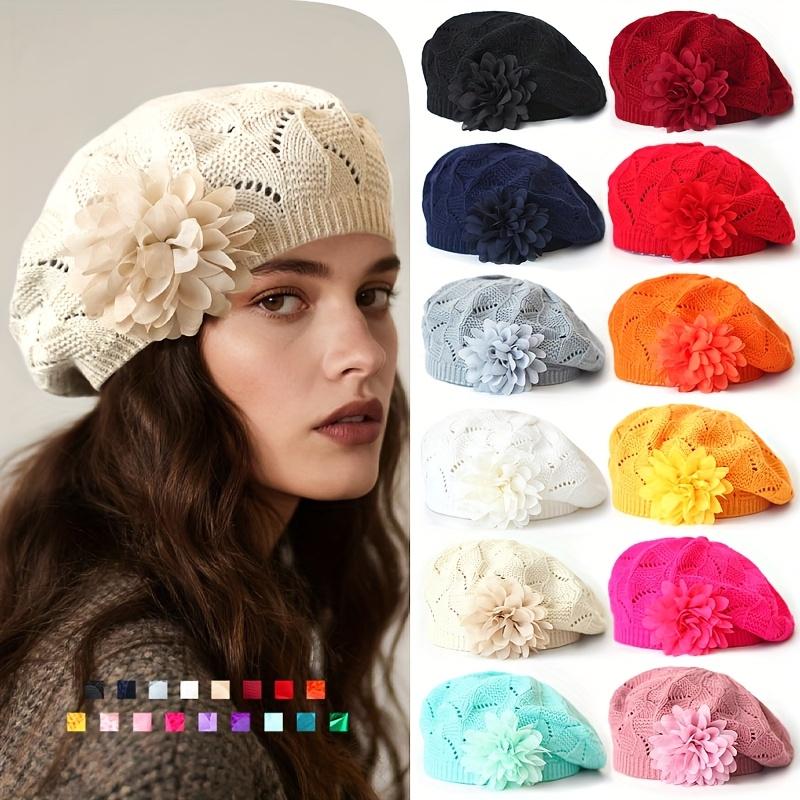 1pc of New Autumn And Winter Fashion Beret for Women with Floral Design in Solid Colors, Available in Various Colors for Everyday Use