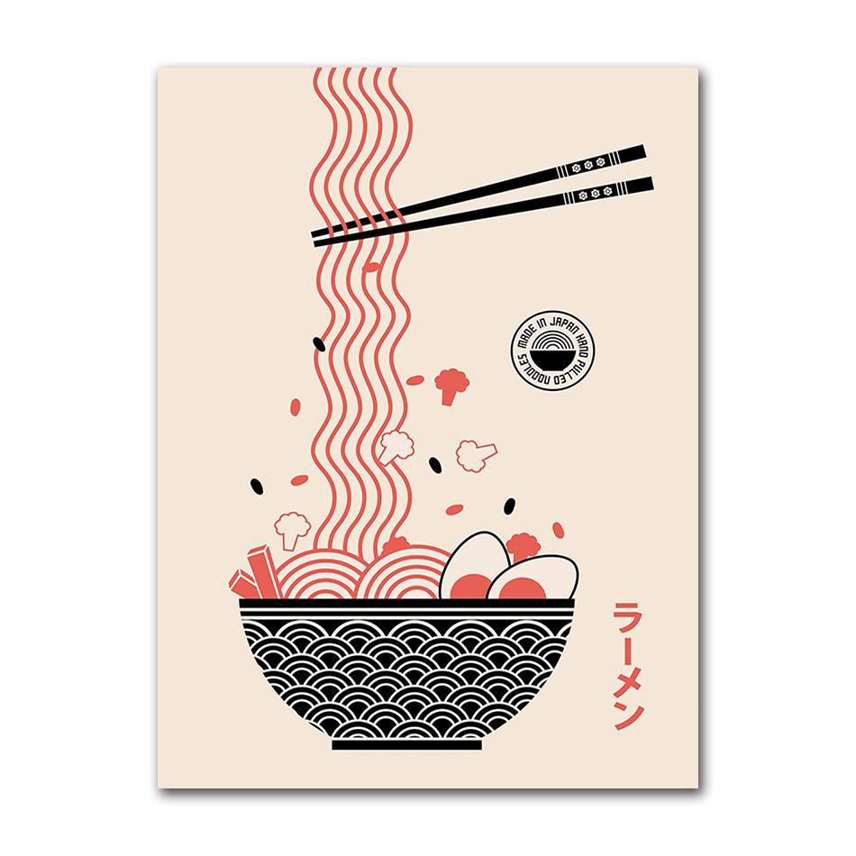 Japanese Ramen Pasta Oranges Lemon Wine Cheers Poster  Canvas Painting Print Wall Art Picture for Living Room Kitchen Home Decor