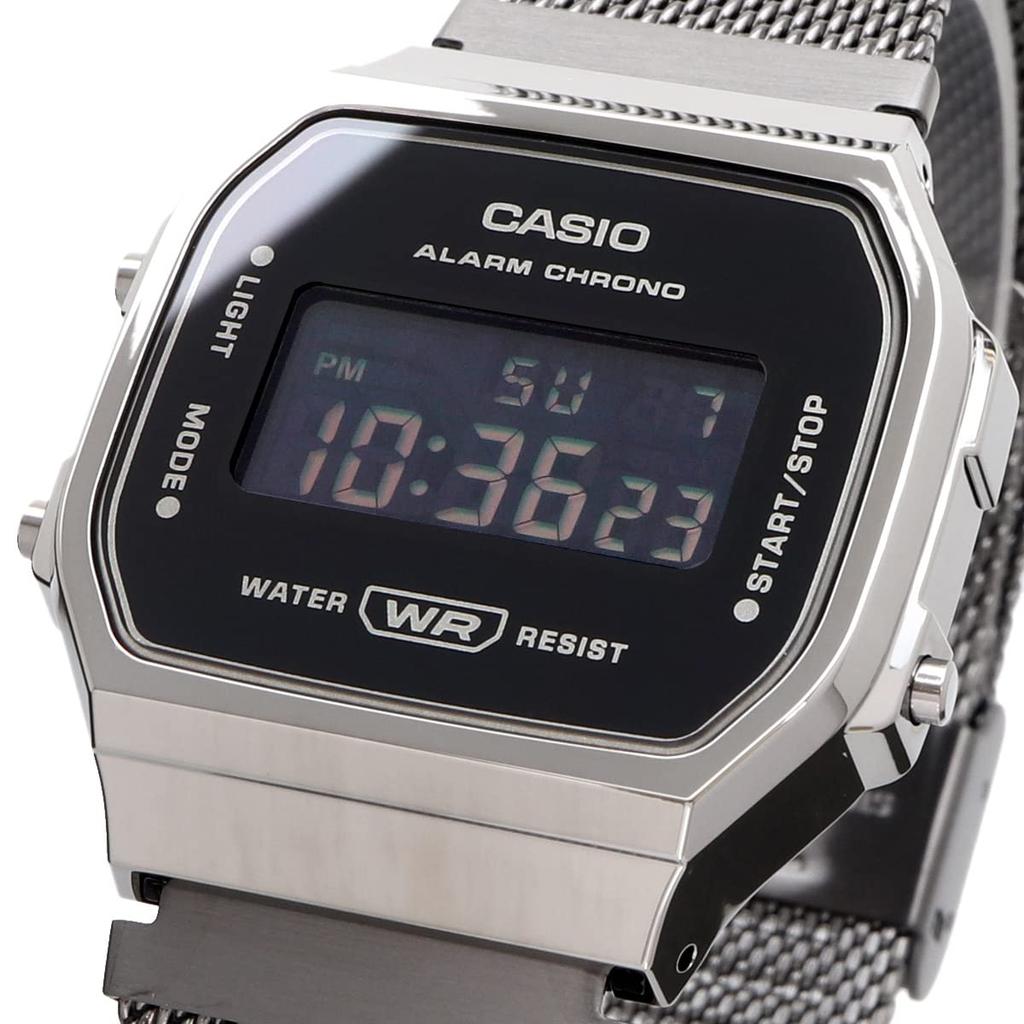 Casio Digital Watch, Vintage Series A168WEMB-1B, for Men, Women, and Kids, with a Black Mesh Metal Band, Overseas Model [Parallel Import]