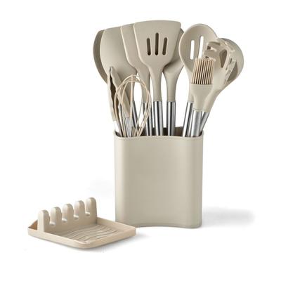 13 Parça Set Pişirme Gereçleri Paslanmaz Çelik Silikon Kaşık Spatula Kepçe Mutfak Gereçleri Seti