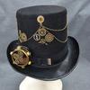 Steampunk Top Hat with Goggles Halloween Metal Gear Decor Hat Gothic Cosplay Magician Hat Unisex Jazzs Hat