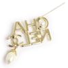 Used Chanel AB9526 Logo Pearl Gold Black Brooch with Box (New Unused)