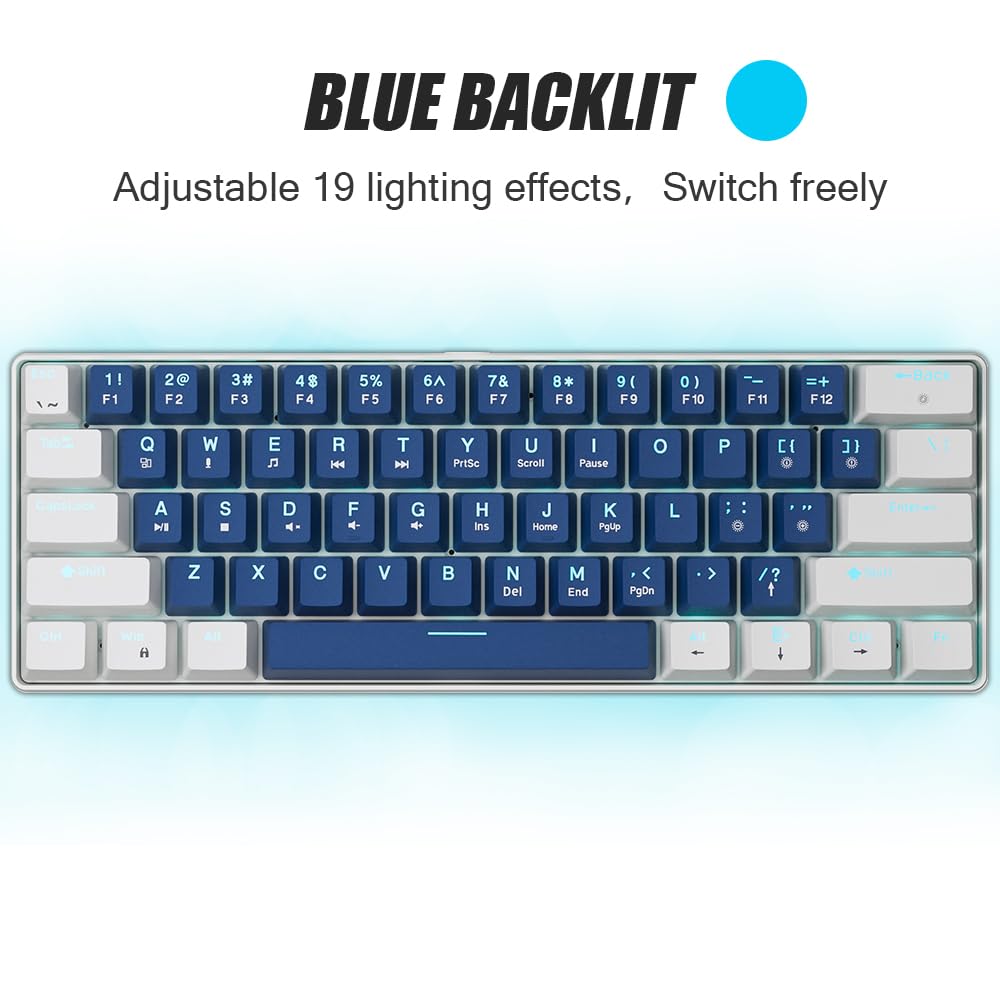 abucow Mechanical Gaming Red Full Simultaneous Key 61 Interchangeable Ergonomic Compatible and 60% Keyboard, Switches, Wired, Compact, Anti-Ghosting,