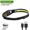 Induction Headlamp COB LED Sensor Head Lamp Built-in Battery Flashlight USB Rechargeable Head Torch 5 Lighting Modes Headlight