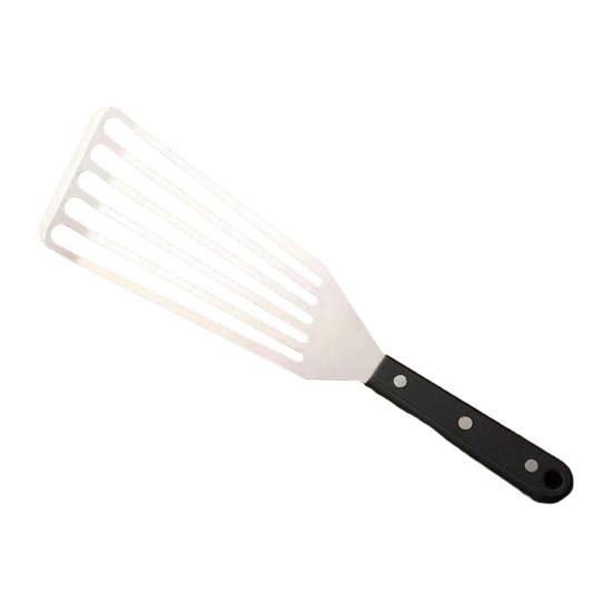 Stainless Steel Slotted Spatula with Wooden Handle Heavy-Duty Turner for Steak Fish BBQ Heat-Resistant Rust-Proof Essential Kitchen Tool for Flipping
