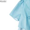 ZANZEA Women Casual Patchwork Summer Short Sleeve Print Dress